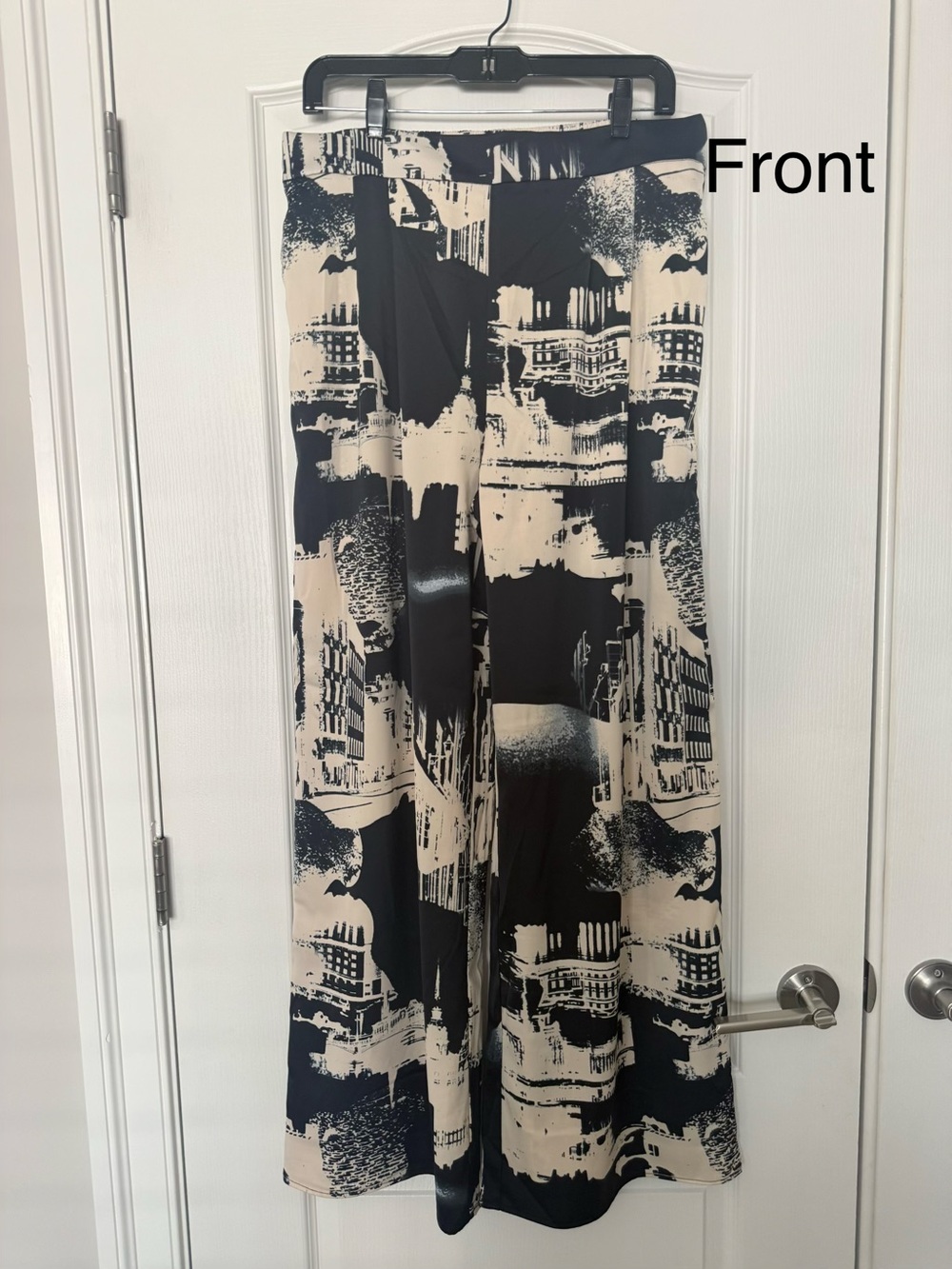 NWT! H&M Wide-Leg Printed Palazzo Pants in Black and Cream Size:12